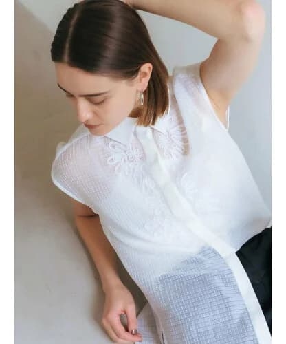 YECCA VECCA コード刺繍シアーブラウス