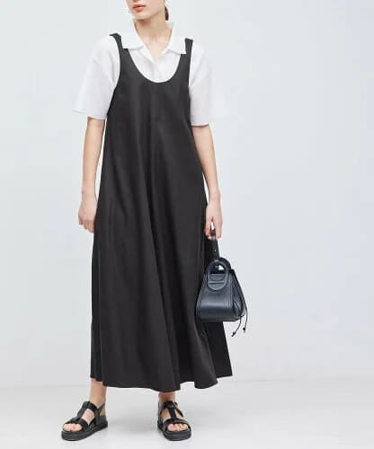 ROPE' レーヨンリネンフレアワンピース