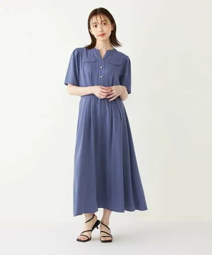 SHIPS Colors:＜洗濯機可能＞ジョーゼット スキッパー ワンピース