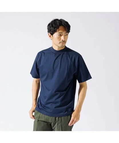 ABAHOUSE 【接触冷感】シルケット天竺 モックネック 半袖Tシャツ