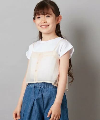 a.v.v [100-130]シアーキャミドッキングTシャツ