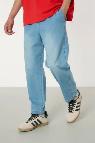 RODEO CROWNS WIDE BOWL light denim easy pants