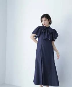 NATURAL BEAUTY BASIC デニムライクリボンタイバックシャンワンピース