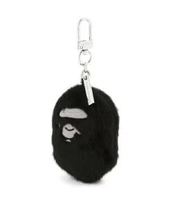 A BATHING APE APE HEAD FAUX FUR KEYCHAIN