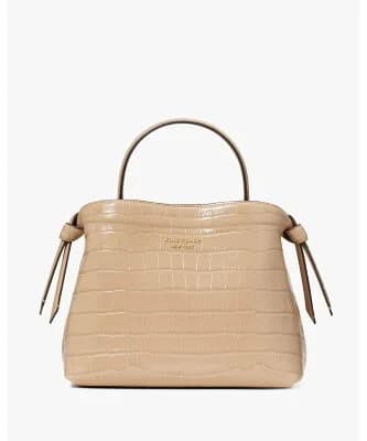 kate spade new york ノット クロコ エンボス ミディアム トップ ハンドル バッグ