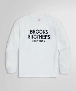 Brooks Brothers USAコットンジャージー ヘビーウェイト ステンシルロゴ ロングスリーブTシャツ