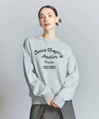 BEAUTY&YOUTH UNITED ARROWS エンブロイダリー ロゴ クルーネック ニットプルオーバー