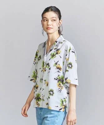 UNITED ARROWS フラワープリント 5分袖 シャツ