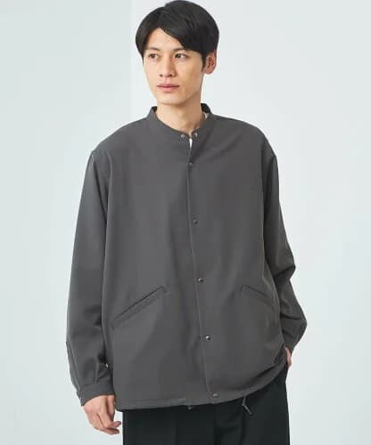UNITED ARROWS green label relaxing クリスプツイル バンドカラー ブルゾン -ストレッチ・防シワ・接触冷感-