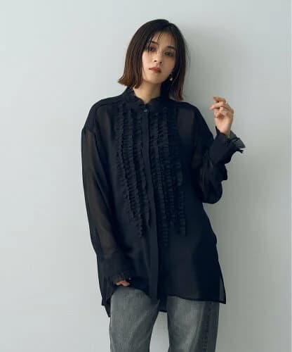 YECCA VECCA フリルデザインロングシャツ