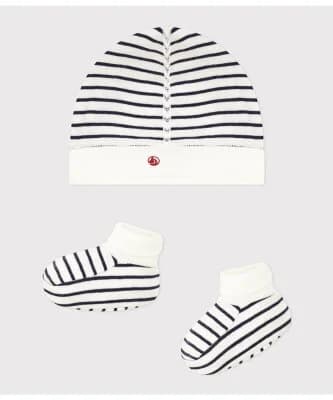 PETIT BATEAU ベビーキャップ&ブーティセット