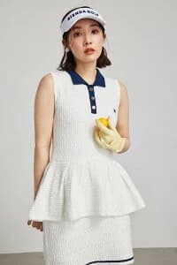 rienda 【RIENDA GOLF】シャイニーツイードペプラムニットTOP