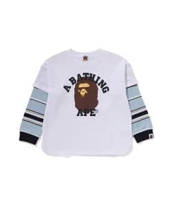 A BATHING APE COLLEGE LAYERED SLEEVES RELAXED FIT LS TEE