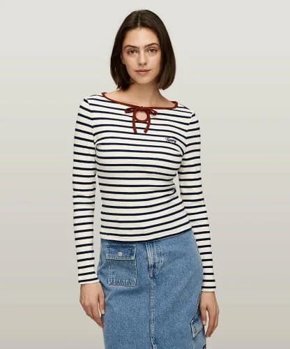 TOMMY JEANS TJW STRP TRDRP LS Rgtt Rd / Ancnt