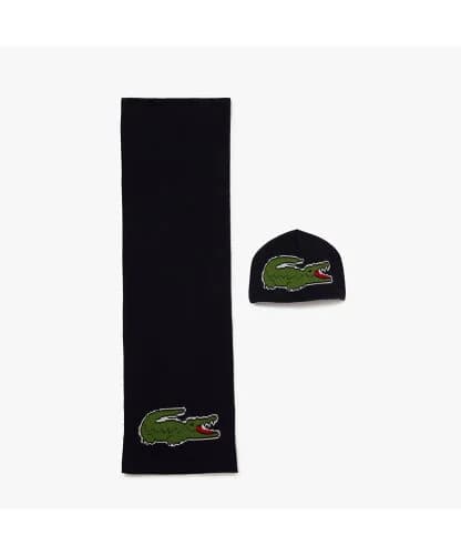 LACOSTE ニットキャップ&マフラーギフトセット