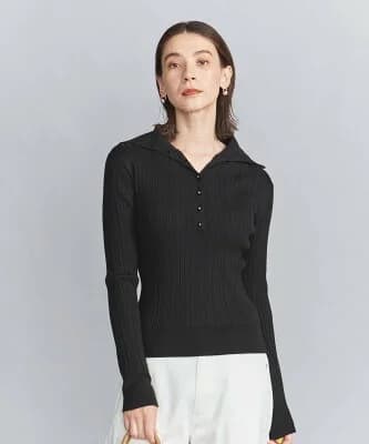 UNITED ARROWS リブ コンパクト タートルネック ニットプルオーバー