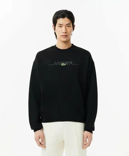 LACOSTE フランスメイドブランドネームロゴステッチスウェット トレーナー