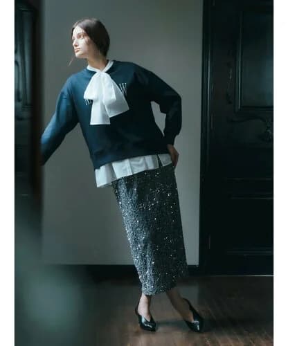 YECCA VECCA 【CLASSY.掲載】ベロアスパンコールナロースカート
