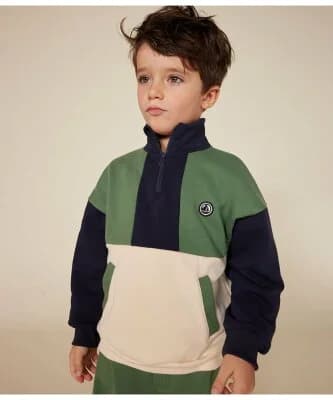 PETIT BATEAU スウェットカラーブロック長袖プルオーバー