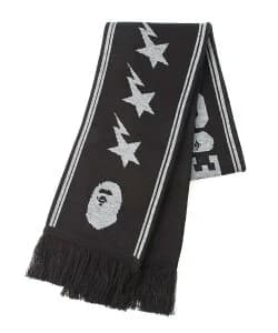 A BATHING APE JACQUARD BAPE LOGO LONG SCARF