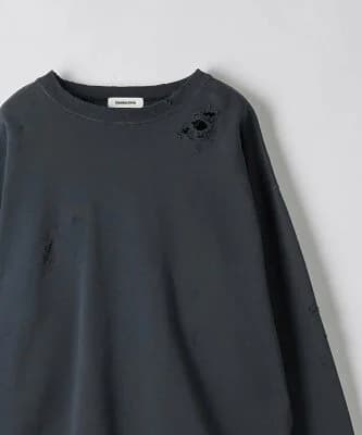 monkey time BEAUTY&YOUTH UNITED ARROWS フレンチテリー ディストレスド クルーネック スウェット