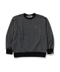 A BATHING APE STA HOUNDSTOOTH JACQUARD RELAXED FIT CREWNECK SWEATSHIRT