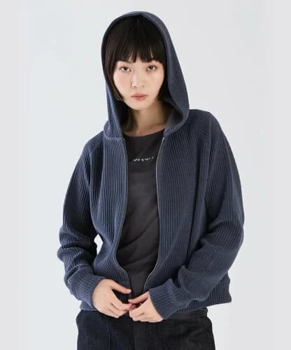 To b. by agnes b. WW76 HOODIE モールストライプジップフーディ