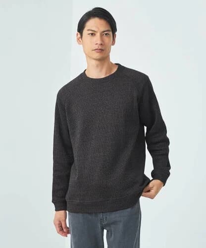 UNITED ARROWS green label relaxing ＜GIM＞24FW ローゲージ カノコ クルーネック ニット -ウォッシャブル-