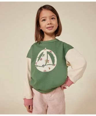 PETIT BATEAU スウェットカラーブロック長袖プルオーバー