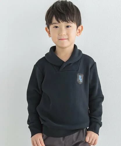 BEBE ショールカラー紋章ワッペントレーナー(90~150cm)