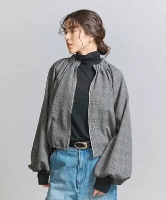 BEAUTY&YOUTH UNITED ARROWS 【WEB限定】グレンチェック ギャザーブルゾン -ウォッシャブル-