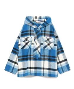 A BATHING APE BAPE CHECK HALF ZIP HOODIE SHIRT L