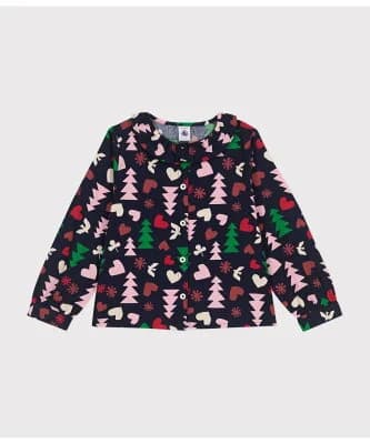 PETIT BATEAU サージ織り長袖ブラウス