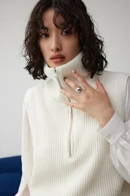 AZUL by moussy ジップアップニットベスト