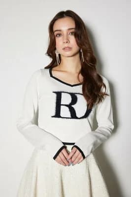 rienda BIG Rロゴロング スリーブ ニット トップス