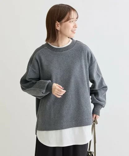 Green Parks フリース袖リブドッキングプルオーバーII