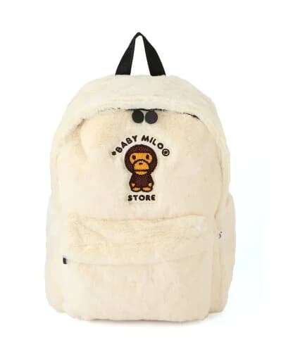 A BATHING APE BABY MILO FAUX FUR MEDIUM BACKPACK