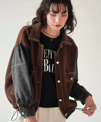 Bab / Bou Jeloud ニットドッキングデニムジャケット