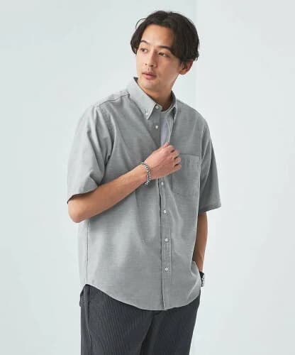 UNITED ARROWS green label relaxing オックスフォード ボタンダウン 半袖 シャツ -防シワ-