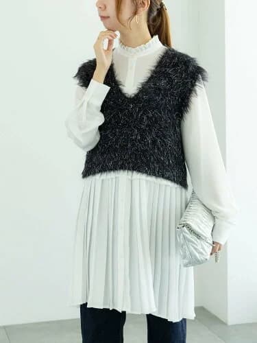 Te chichi ティアードプリーツチュニックブラウス