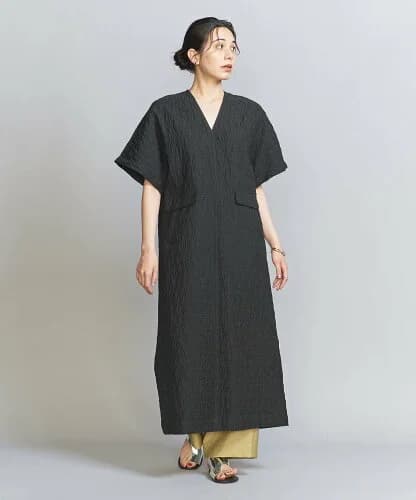 UNITED ARROWS ジャカード Vネック ワンピース