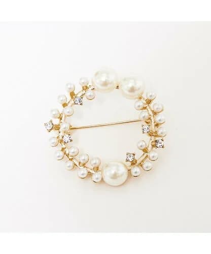 abahouse mavie サークルビジューパールブローチ