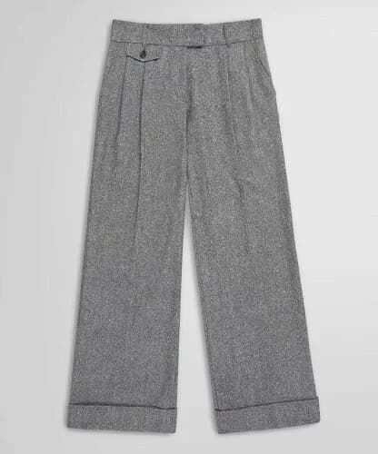 Brooks Brothers ウールブレンド ドネガルツイード プリーテッド ワイドレッグパンツ