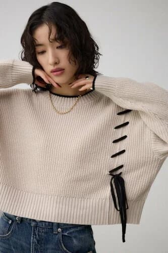 AZUL BY MOUSSY ステッチデザインニットトップス