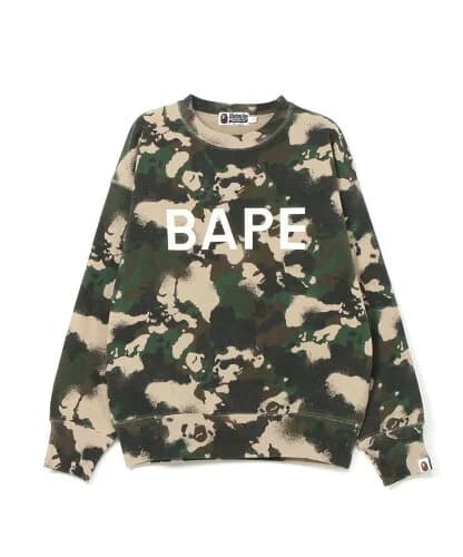 A BATHING APE MAP CAMO CREWNECK RELAXED FIT SWEATSHIRT