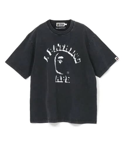 A BATHING APE GARMENT DYE SPRAY PRINT COLLEGE RELAXED FIT TEE