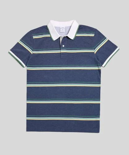 Brooks Brothers コットンストレッチピケ マルチワイドストライプ ポロシャツ Slim Fit
