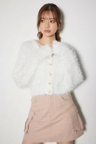 rienda チュールファブリック2WAYニットトップス