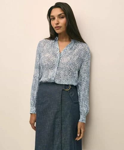 BROOKS BROTHERS シフォン ウォーターカラープリント ブラウス