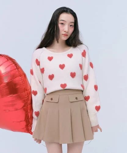 Heather ハートモチーフニット